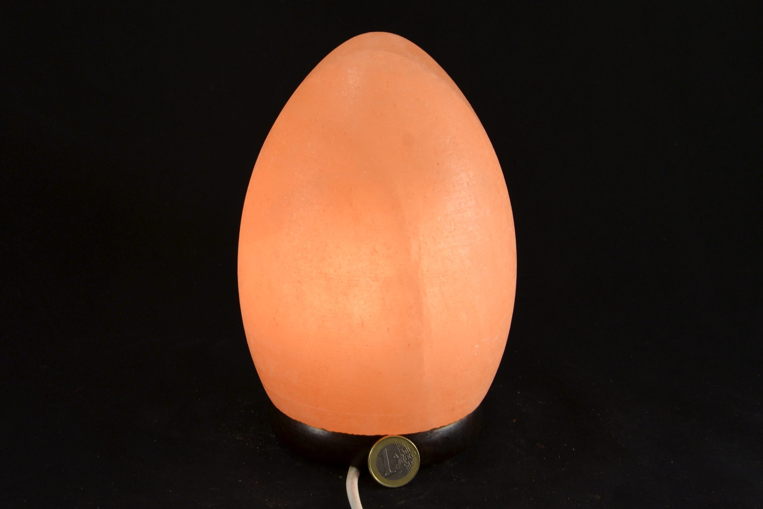 Elektrická soľná lampa z himalájskej soli, Vajce, 3–3,5 kg, drevený podstavec – Obrázok 2